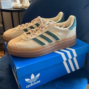 Adidas Gazelle Bold, Cream & Green, Size 9